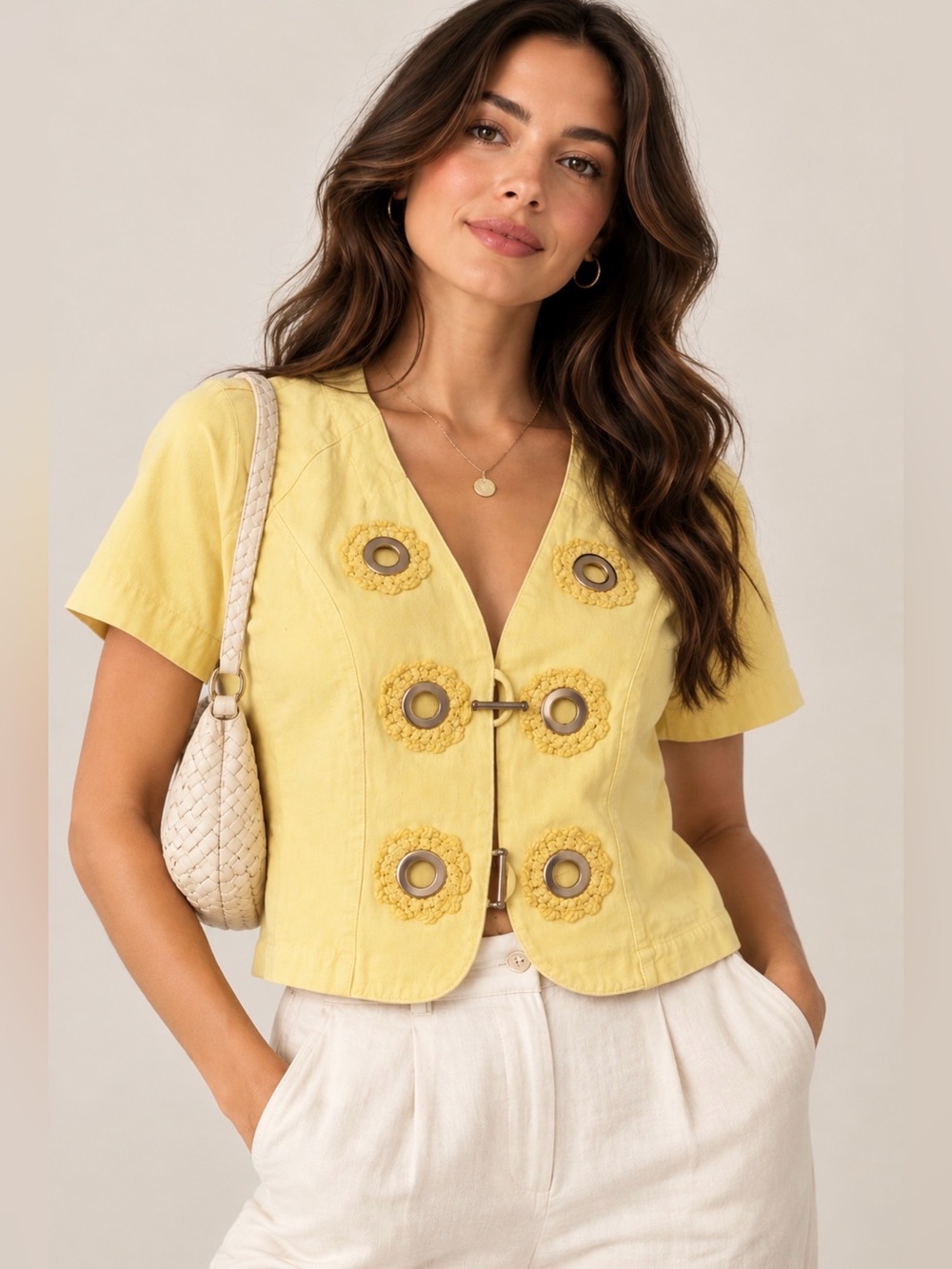 Michael & Boris Milano Italian Yellow Cropped Jacket